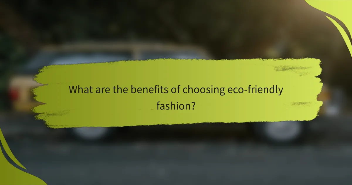 What are the benefits of choosing eco-friendly fashion?