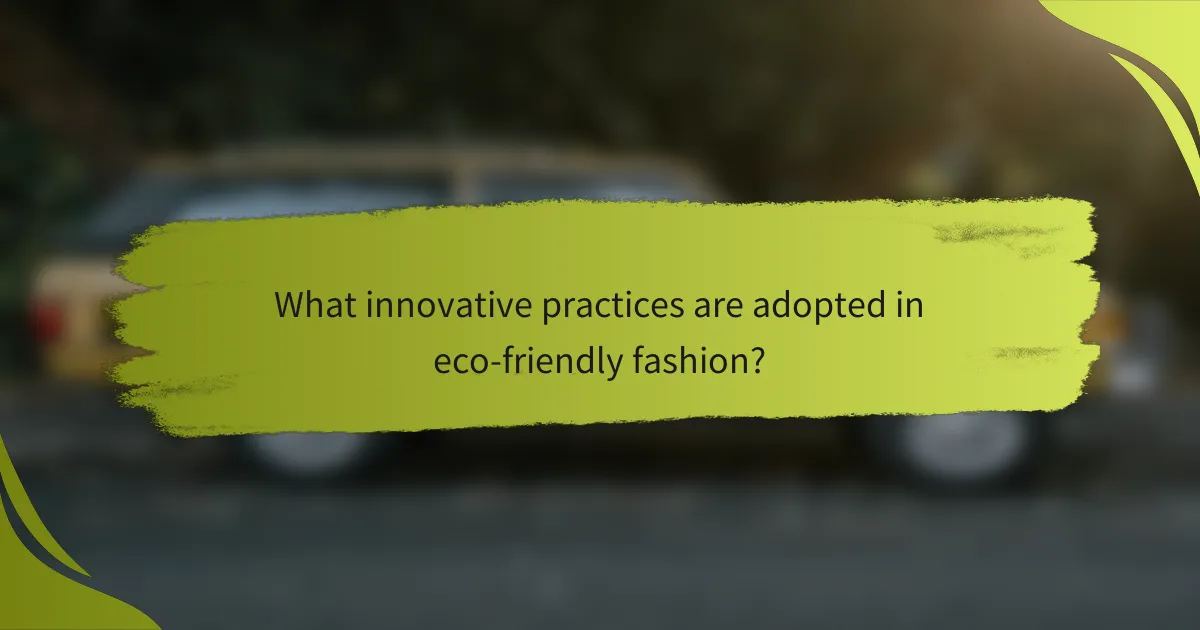 What innovative practices are adopted in eco-friendly fashion?